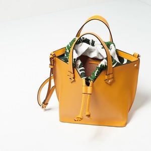 ZARA TOTE WITH PALM TREE INTERIOR PRINT